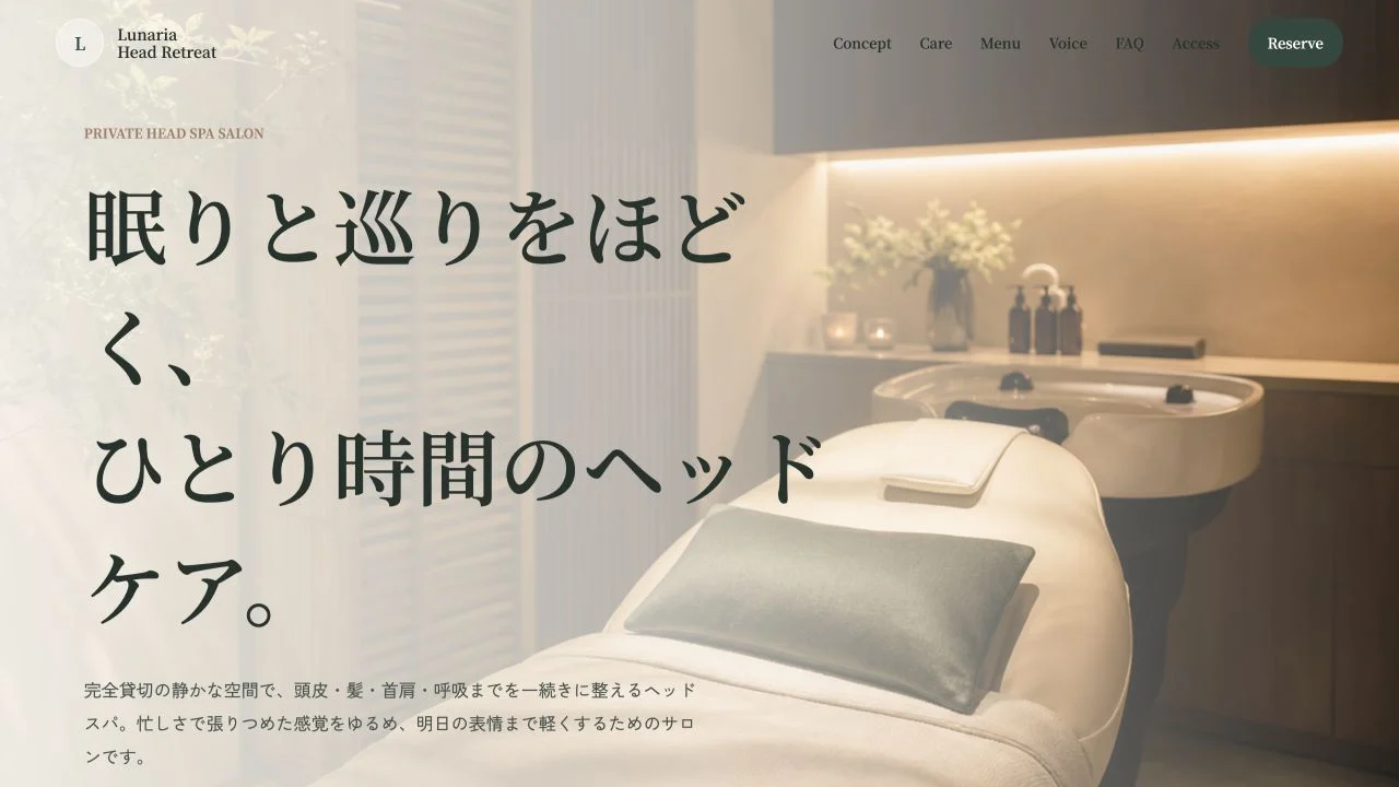 Lunaria Head Retreatのサンプルサイト